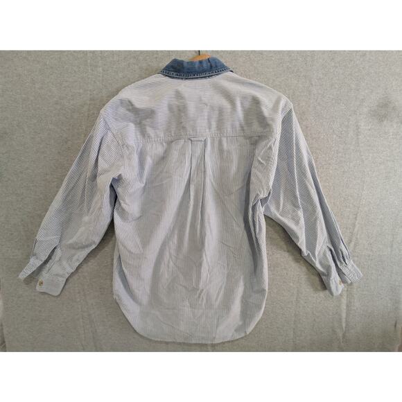 Solutions Original Shirt Women's Small Blue Button Down Top Farm Embroidered VTG - Picture 7 of 7